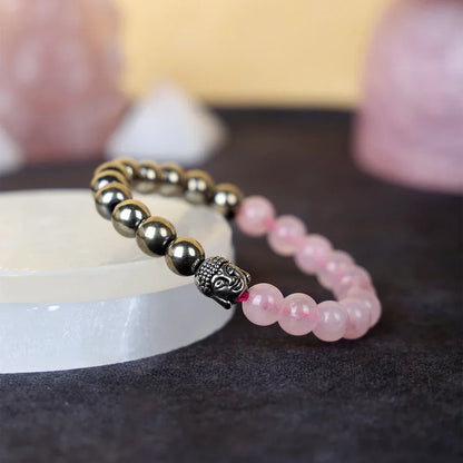 Astro Vedic Rose Quartz & Golden Pyrite Bracelet