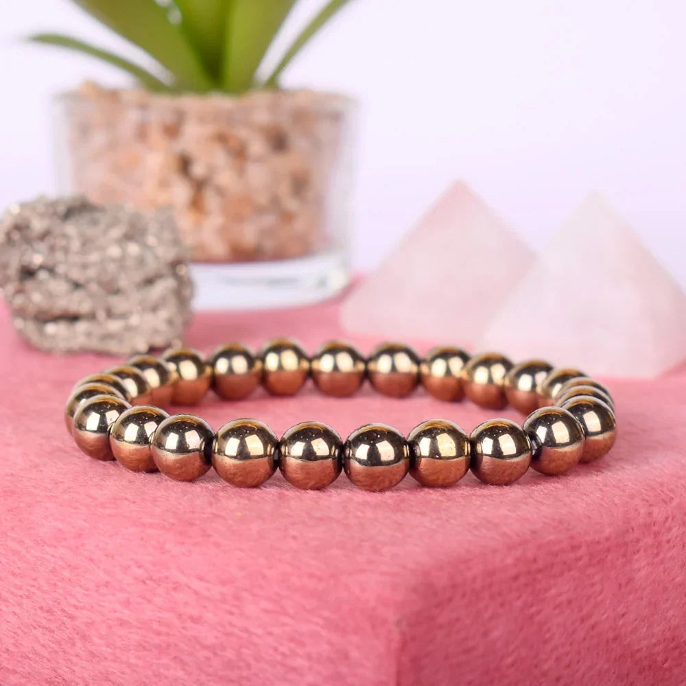 Astro Vedic Golden Pyrite Beaded Bracelet